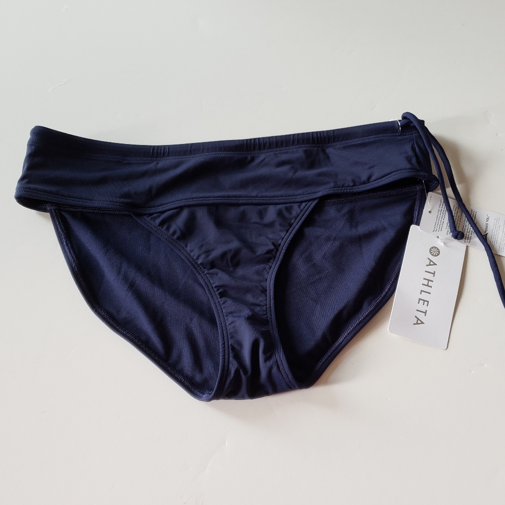 Athleta Navy Side Tie Swim Bottom Size M